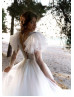 Beaded White Eyelash Lace Polka Dot Tulle Romantic Wedding Dress
